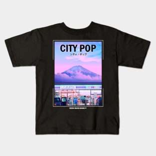 Vaporwave Aesthetic Mount Fuji Mountain Kids T-Shirt